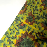 Pashmina Silk Feel Fabric with Handblocked Prints | Natural Fruit-Dyed Handblock Fabric for Sewing, Crafts & DIY - Light Green