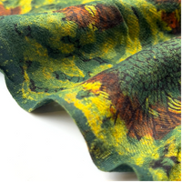 Pashmina Silk Feel Fabric with Handblocked Prints | Natural Fruit-Dyed Handblock Fabric for Sewing, Crafts & DIY - Light Green
