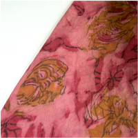 Pashmina Silk Feel Fabric with Handblocked Prints | Natural Fruit-Dyed Handblock Fabric for Sewing, Crafts & DIY - Pink Flowers
