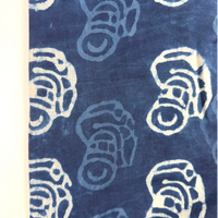 Indigo Dyed Handblock Cotton Print - Guitar Print