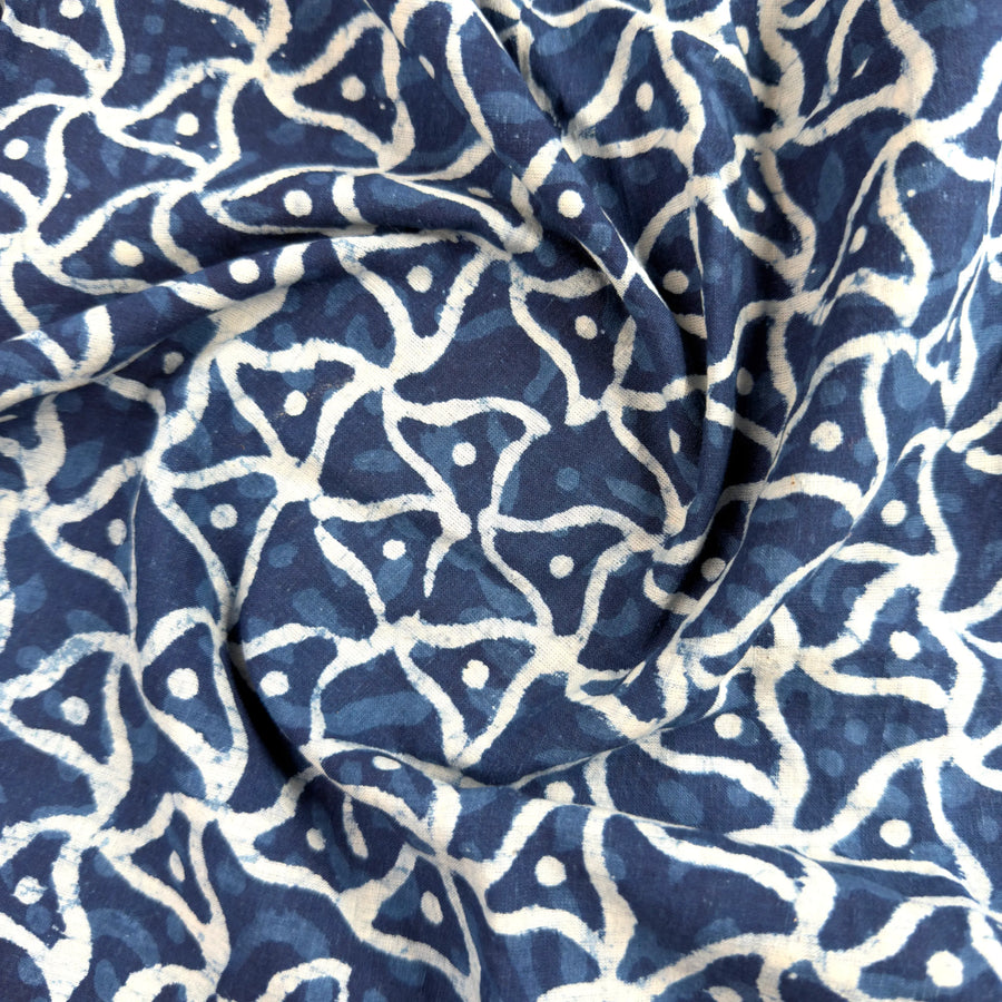 Indigo HandBlock Print - Geometric Pattern