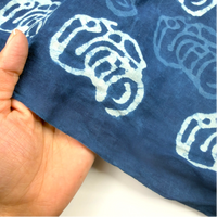 Indigo Dyed Handblock Cotton Print - Camera Print