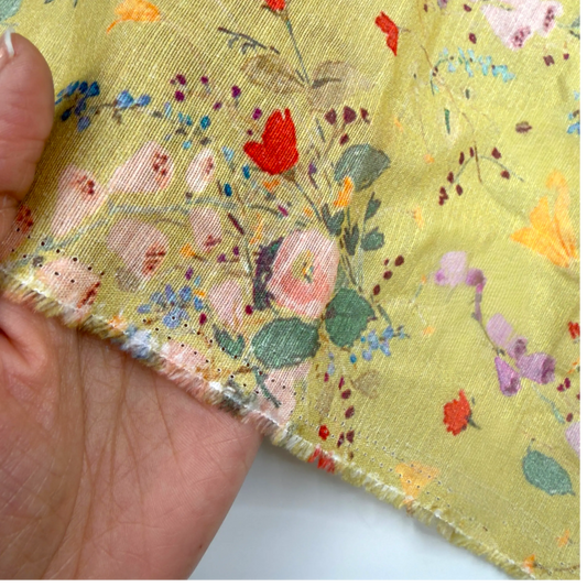 Floral Print in Pistachio | 100% Cotton Voile Fabric