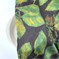 Pashmina Silk Feel Fabric with Handblocked Prints | Natural Fruit-Dyed Handblock Fabric for Sewing, Crafts & DIY - Autumn Leaves