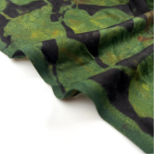 Pashmina Silk Feel Fabric with Handblocked Prints | Natural Fruit-Dyed Handblock Fabric for Sewing, Crafts & DIY - Autumn Leaves