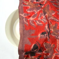 Pashmina Silk Feel Fabric with Handblocked Prints | Natural Fruit-Dyed Handblock Fabric for Sewing, Crafts & DIY - Black Leaves