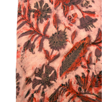 Pashmina Silk Feel Fabric with Handblocked Prints | Natural Fruit-Dyed Handblock Fabric for Sewing, Crafts & DIY - Red Flowers