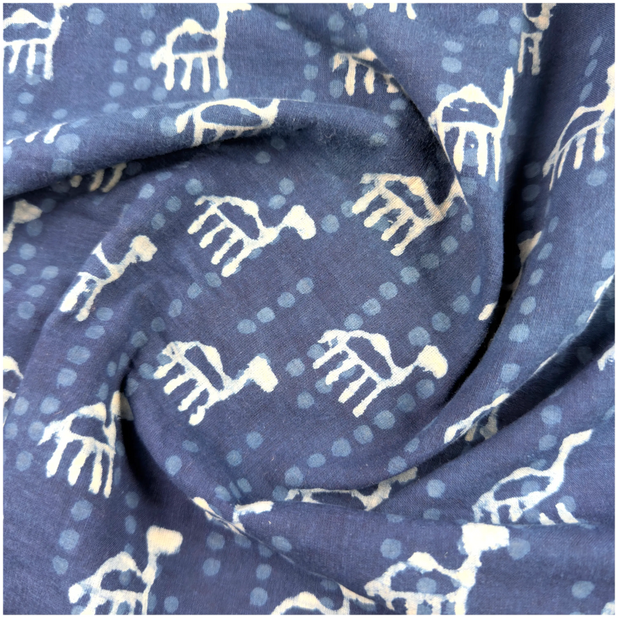 Indigo Hand Block Print - Camel Print