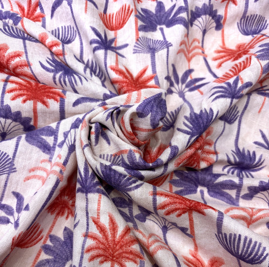 Beach Tree Cotton Print Fabric By The Yard
