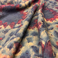 Pashmina Silk Feel Fabric with Handblocked Prints | Natural Fruit-Dyed Handblock Fabric for Sewing, Crafts & DIY - Light Green