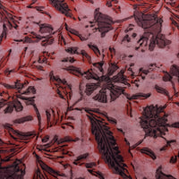 Pashmina Silk Feel Fabric with Handblocked Prints | Natural Fruit-Dyed Handblock Fabric for Sewing, Crafts & DIY - Red Flowers