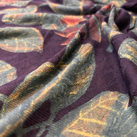 Pashmina Silk Feel Fabric with Handblocked Prints | Natural Fruit-Dyed Handblock Fabric for Sewing, Crafts & DIY - Autumn Leaves