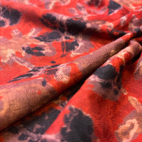 Pashmina Silk Feel Fabric with Handblocked Prints | Natural Fruit-Dyed Handblock Fabric for Sewing, Crafts & DIY - Black Leaves