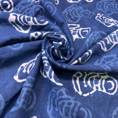 Dabu Indigo Handblock Cotton Print - Camera Pattern Print