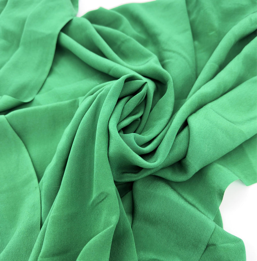 100% Silk Crepe – Jungle Green, 60gsm By the Yard