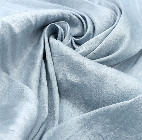 100 GSM Raw Silk Fabric – Steel Blue, 100% Silk By the Yard