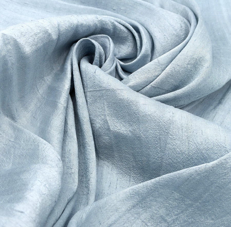 100 GSM Raw Silk Fabric – Steel Blue, 100% Silk By the Yard