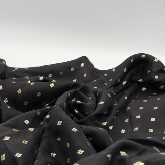 Black Woven Floral Dola Jacquard Fabric