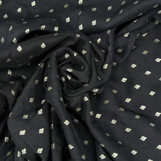 Black Woven Floral Dola Jacquard Fabric