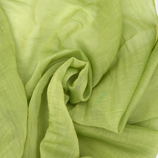 Green Tea Cotton Gauze Semi-Silk Fabric, Sheer & Lightweight