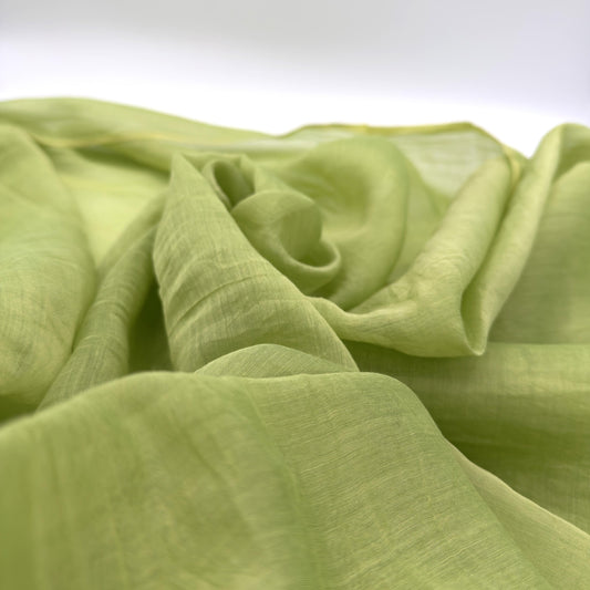 Green Tea Cotton Gauze Semi-Silk Fabric, Sheer & Lightweight