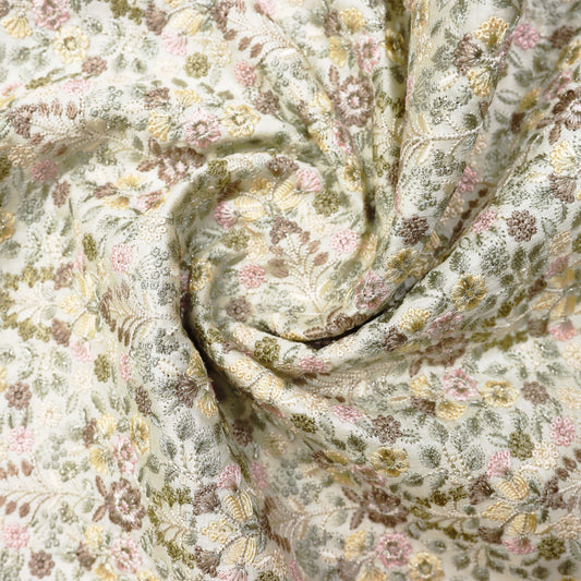 Exquisite Multi-Thread Embroidered Fabric - 20 Meters