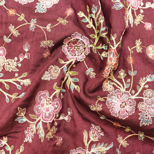 Elegant Floral Embroidery Fabric - 20 Meters