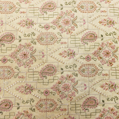 Intricate Pastel Embroidered Fabric - 20 Meters