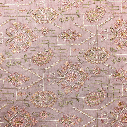 Intricate Pastel Embroidered Fabric - 20 Meters