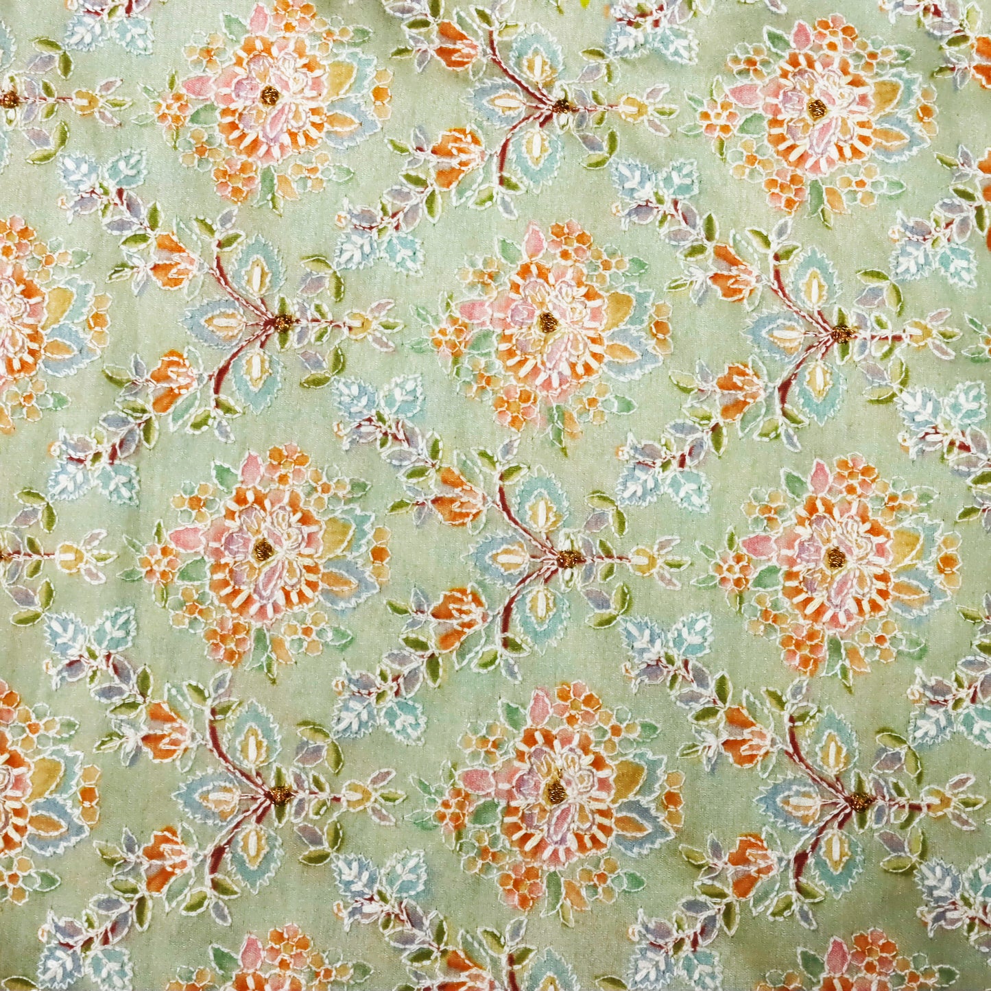 Light green Floral Embroidery - 20 Meters