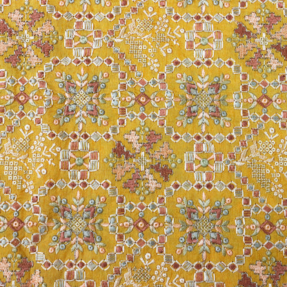 Mustard Floral Embroidery - 20 Meters