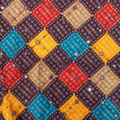 Colorful Patchwork Fabric with Mirror Work