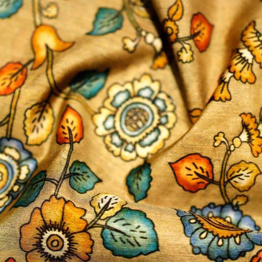 Magnificent Floral Print on 100% Silk Tussah