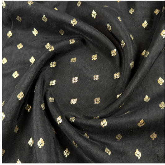 Black Woven Floral Dola Jacquard Fabric