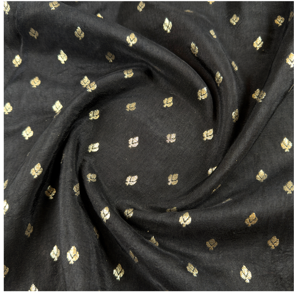 Black Woven Floral Dola Jacquard Fabric