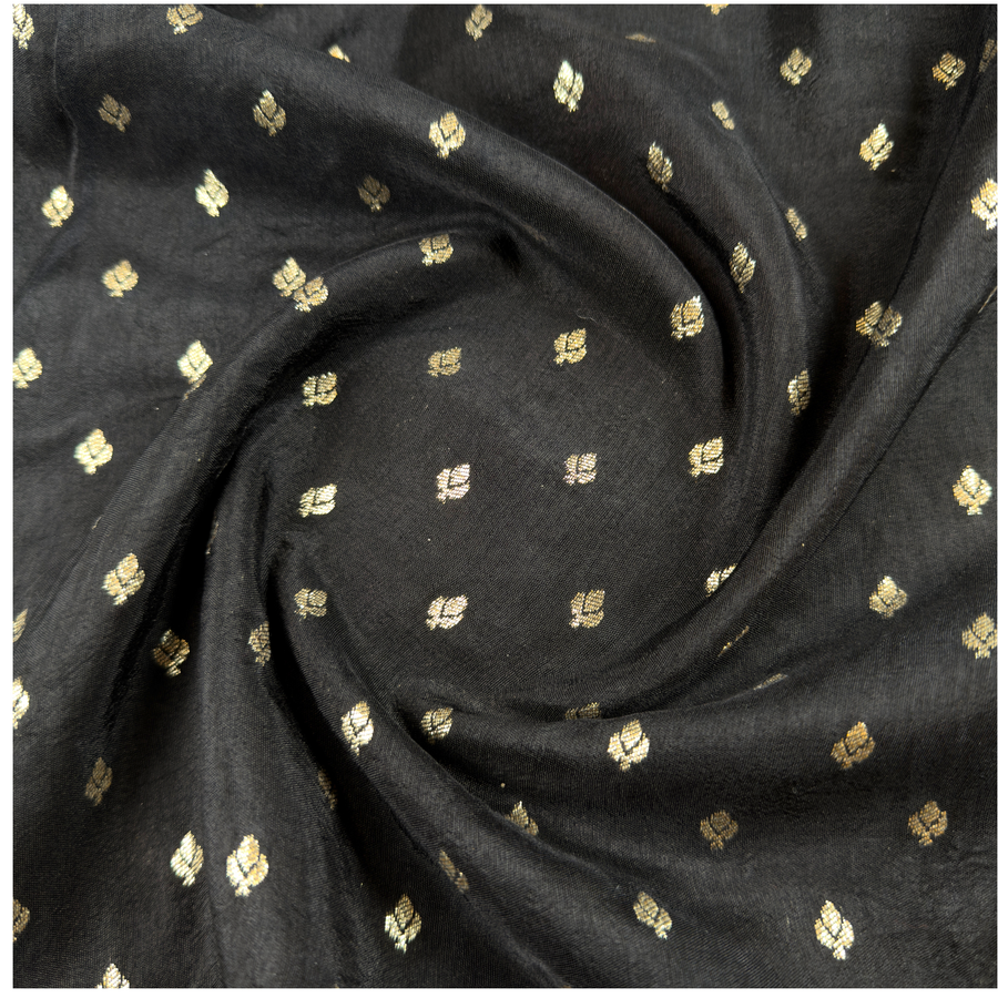 Black Woven Floral Dola Jacquard Fabric