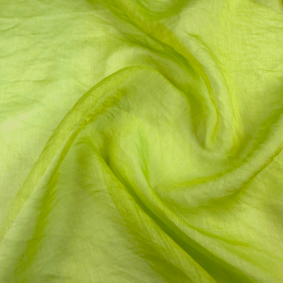 Green Tea Cotton 100% Silk Fabric, Sheer & Lightweight