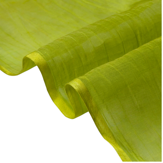 Green Tea Cotton 100% Silk Fabric, Sheer & Lightweight
