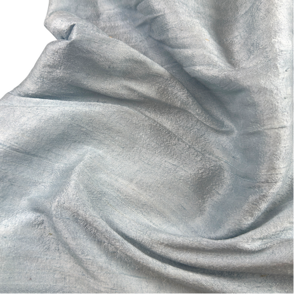 100 GSM Raw Silk Fabric – Steel Blue, 100% Silk By the Yard