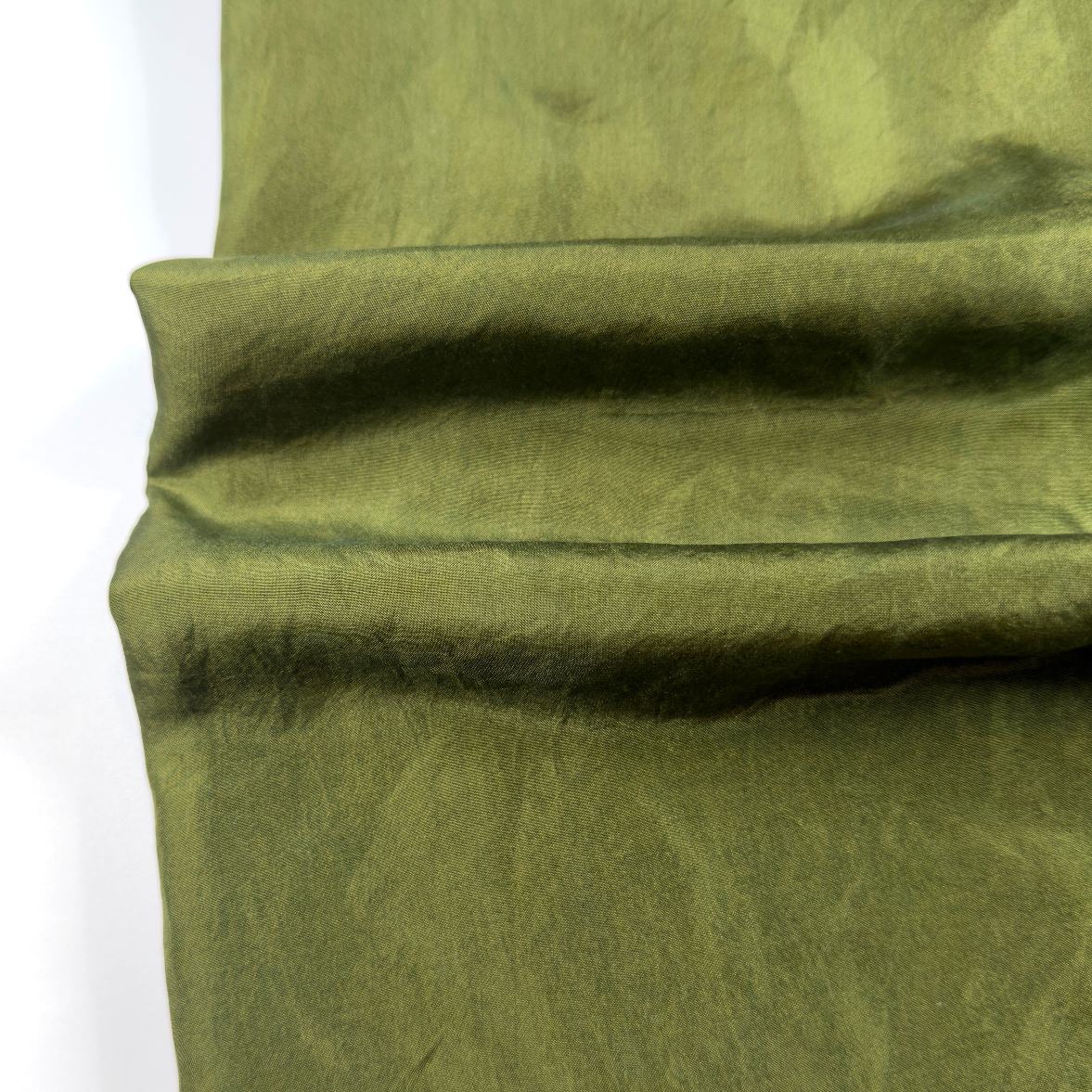 Dark Olive Green Habotai Silk Fabric by the Yard | 40 GSM | Fabriculture