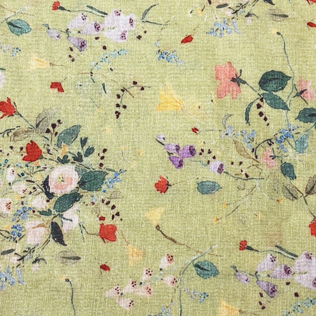 Floral Cotton Linen Print Fabric By the Yard - 3 Colors